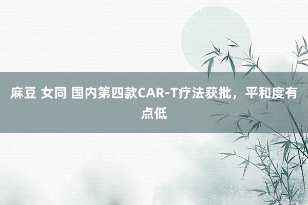 麻豆 女同 国内第四款CAR-T疗法获批，平和度有点低