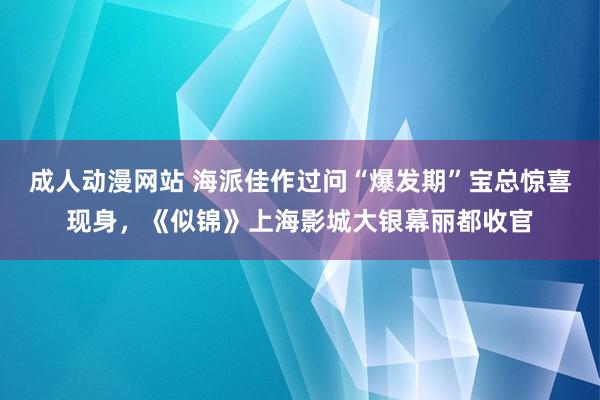 成人动漫网站 海派佳作过问“爆发期”宝总惊喜现身，《似锦》上海影城大银幕丽都收官