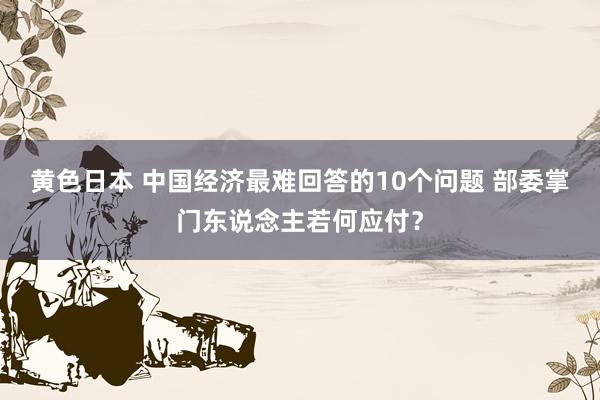 黄色日本 中国经济最难回答的10个问题 部委掌门东说念主若何应付？